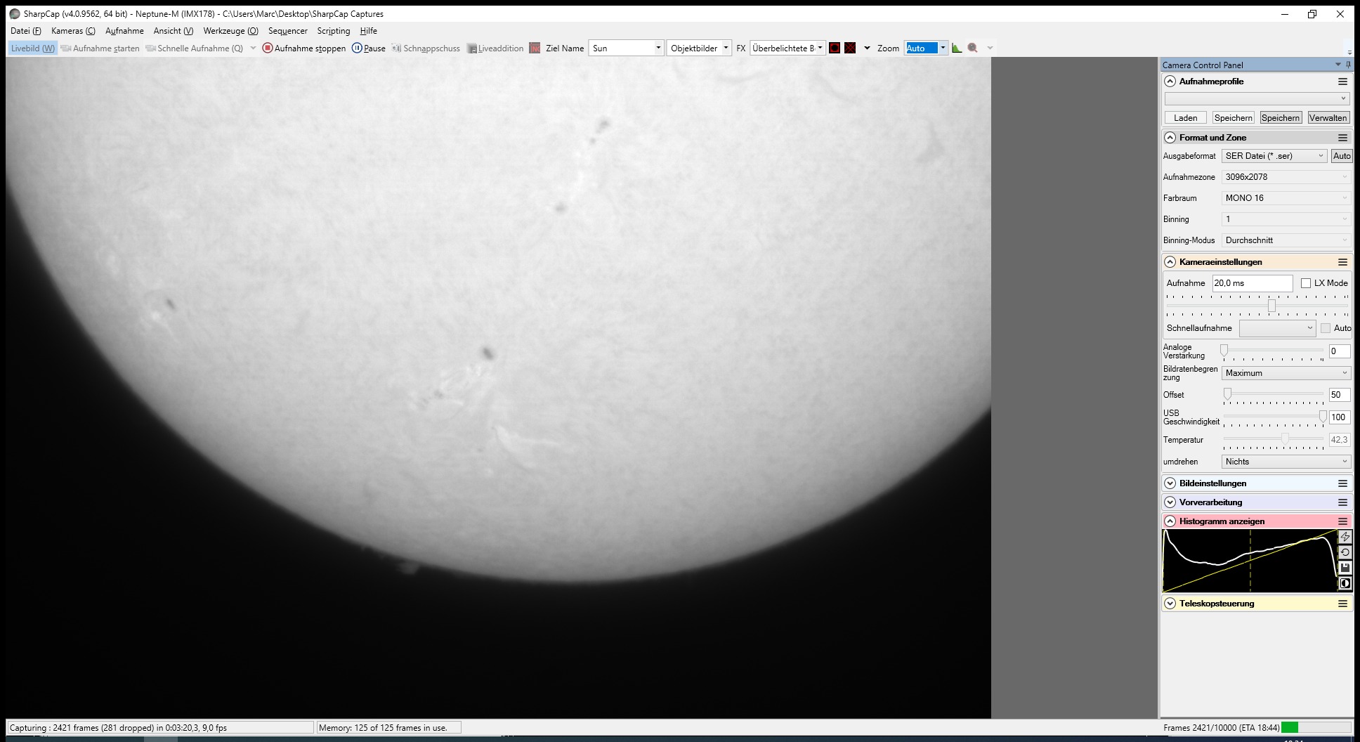 First light meines neuen Daystar Solar Scout 60 …