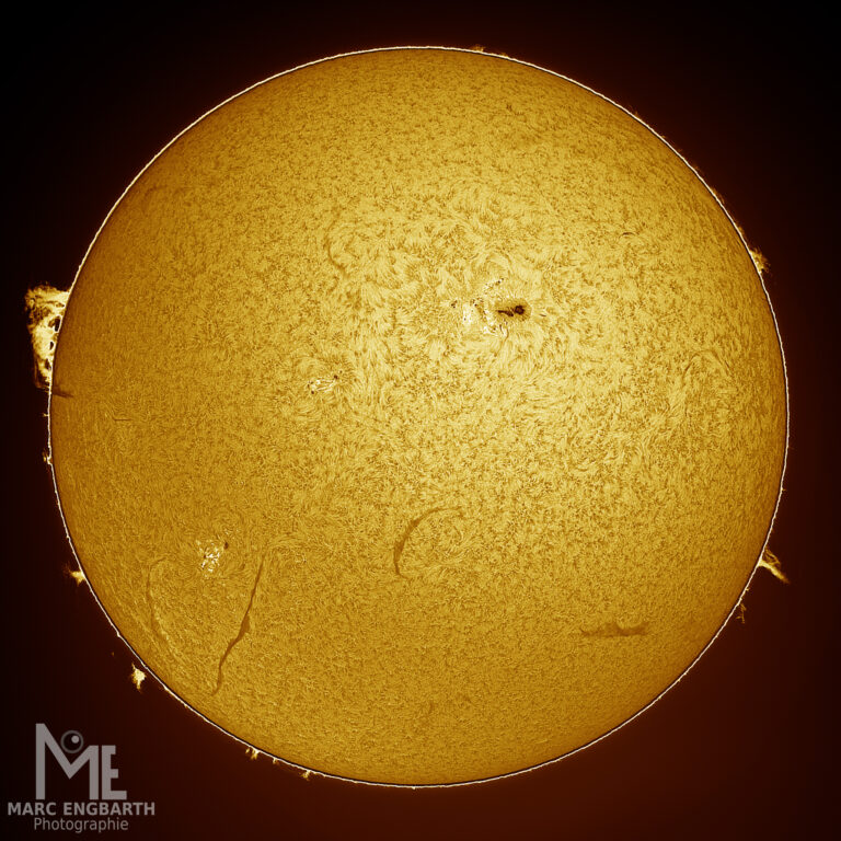 Die Sonne vom 06.05.2025 mit heftigen Protuberanzen außen …